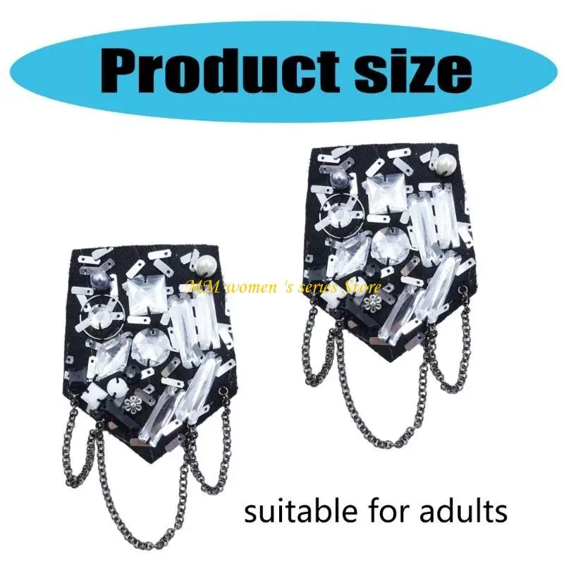 Q39C Metal Tassels Shoulder Epaulet Vintage Chain DIY Sewing Decors Handmade Shoulder Brooch Epaulet Clothes Decors