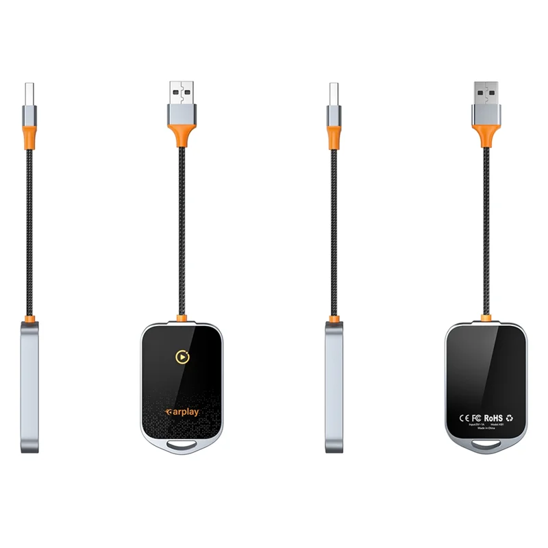 Adattatore Carplay wireless ABRJ per Iphone, Carplay da 5,8 Ghz converte cavo in scatola AI wireless, Plug & Play, adatto per auto dal 2015