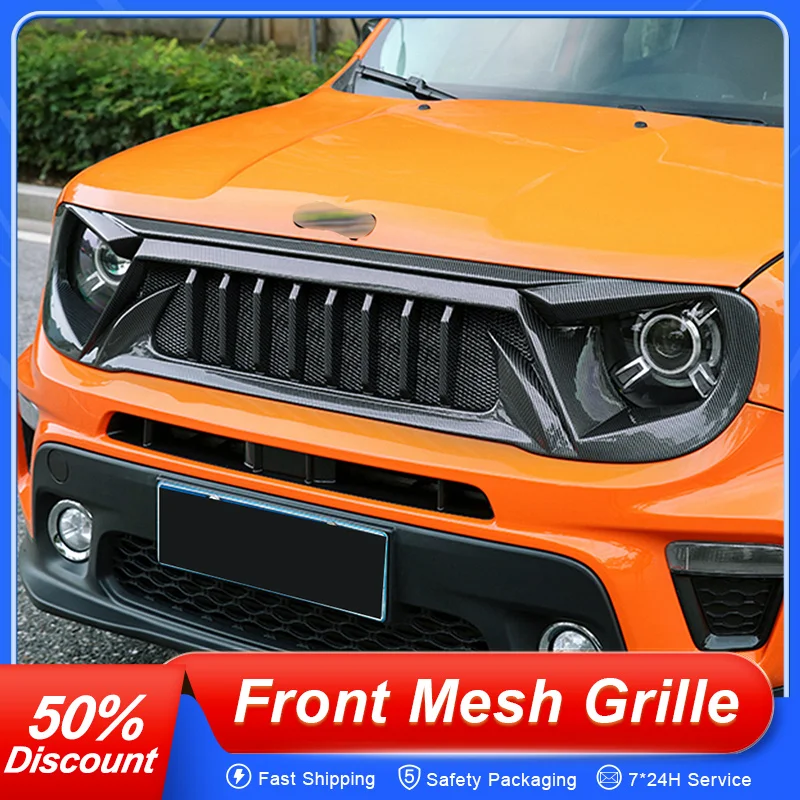 

For Jeep Renegade 2016 17 18 19 20 21 Racing Grills Matt Black Carbon Grille Air Intake Styling Exterior Tuning Accessories Part