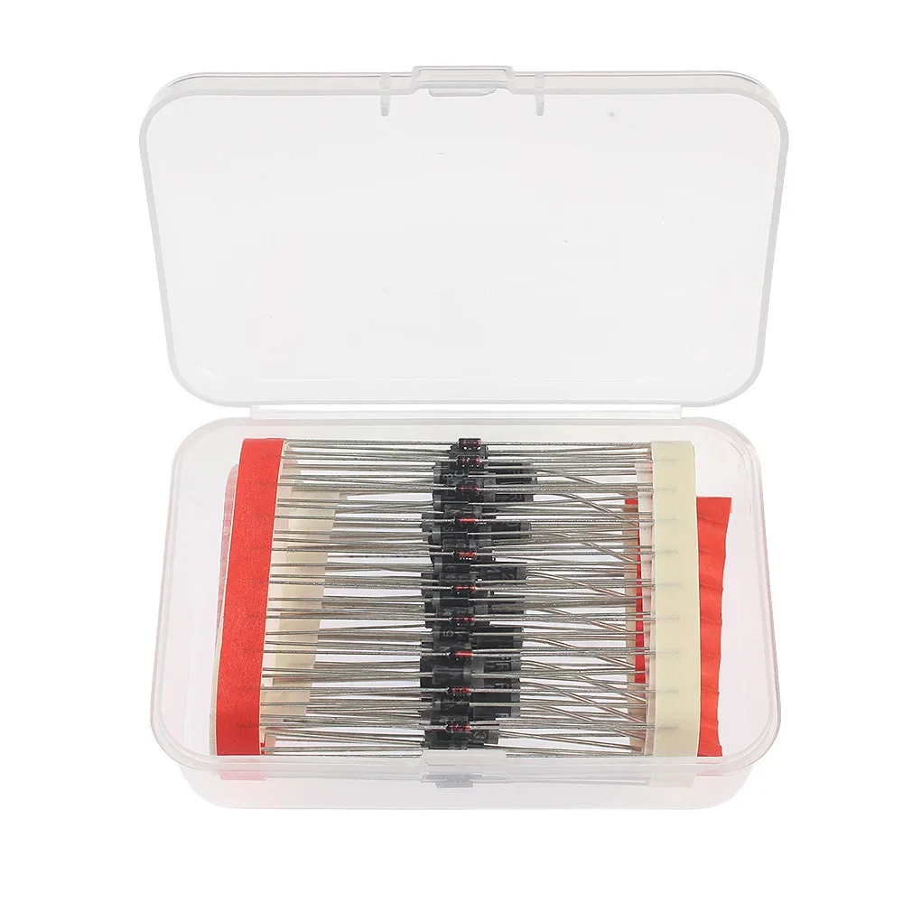 100pcs Schottky Diode Kit Box 8 Values Diodes 1N4007 1N4148 1N5819 1N5408 1N5822 1N5399 FR107 FR207 Rectifier Switching Diode