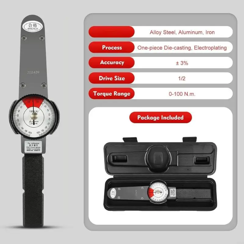 Heavy dutys Pointers Dialled Torque Wrench Featuring Corrosion Resistant Construction and AntiSlip Grip 0XXB