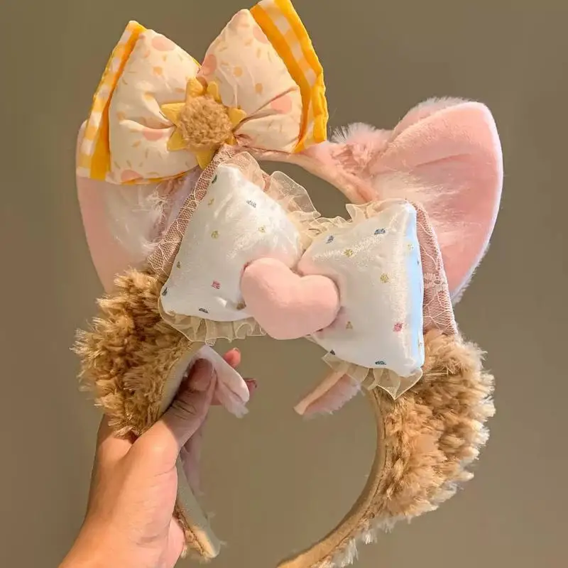 عصابة رأس راكون محشوة جميلة للنساء لغسل الوجه وحفلات أعياد الميلاد وغطاء للرأس #5