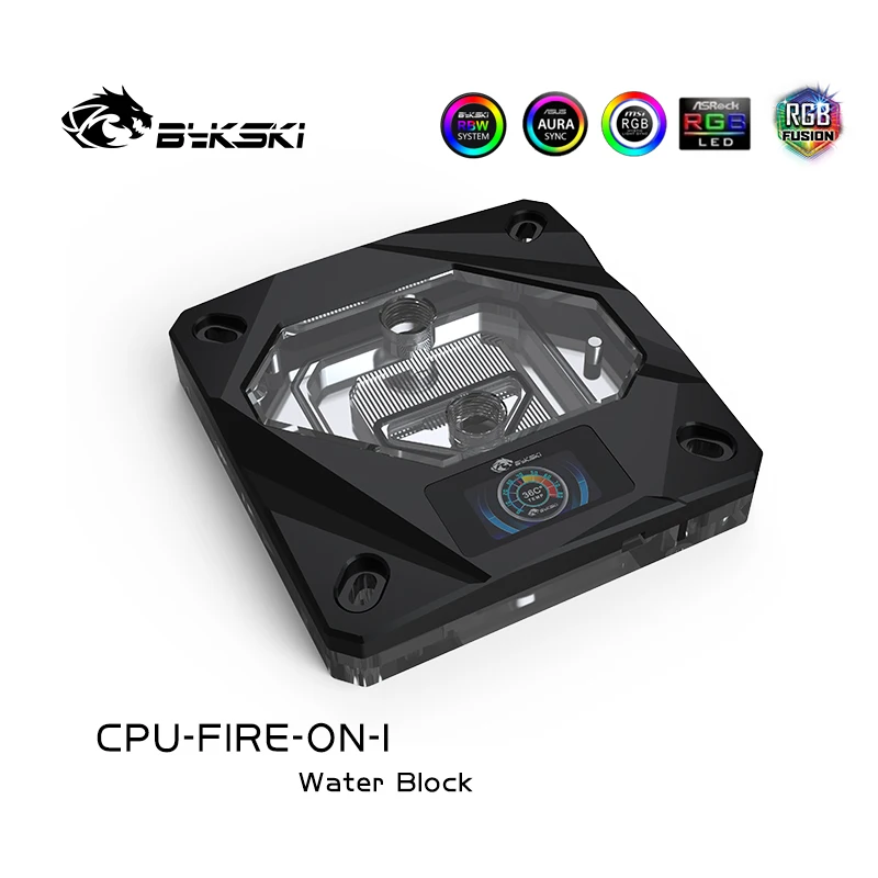Bykski Digitale Display RGB Water Vloeistofkoeling CPU Blokkoeler voor Intel 115x1200 1700 CPU-FIRE-ON-I