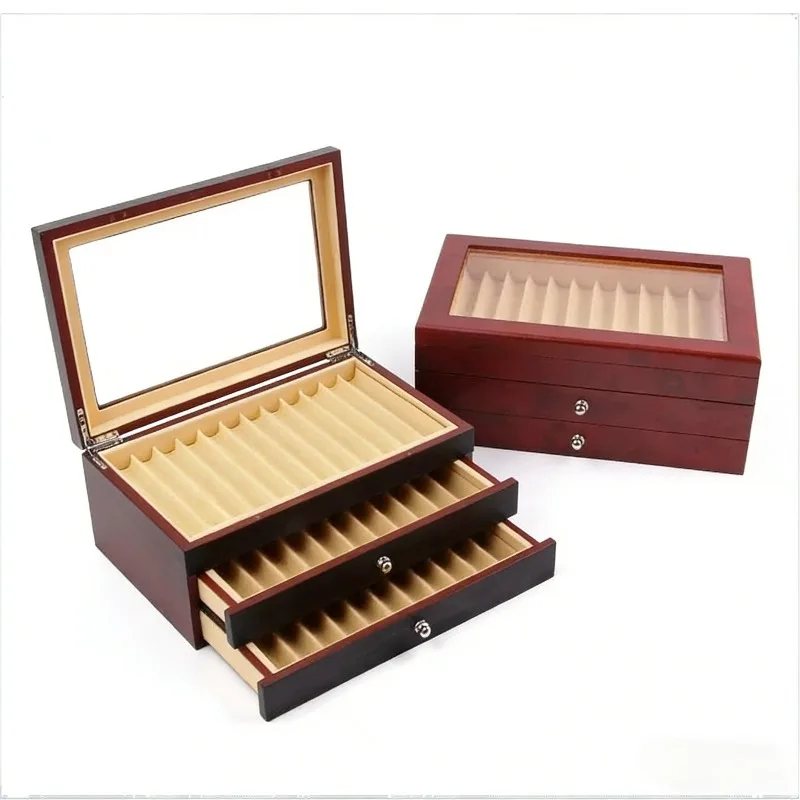 For Pen Wooden Packaging Box Wooden Drawer Gift Box Display Storage Box Large Capacity