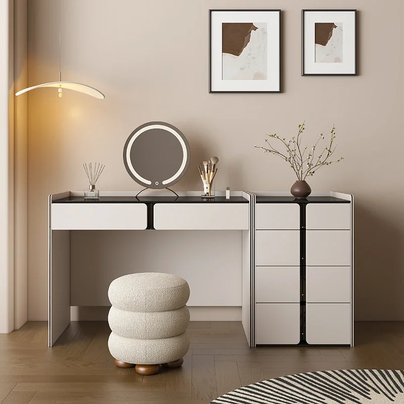 

Drawers Storage Vanity Table Mirror Aesthetic Lights Makeup Stool Dressing Table Luxury Decor Vanitty Tocador Room Furniture