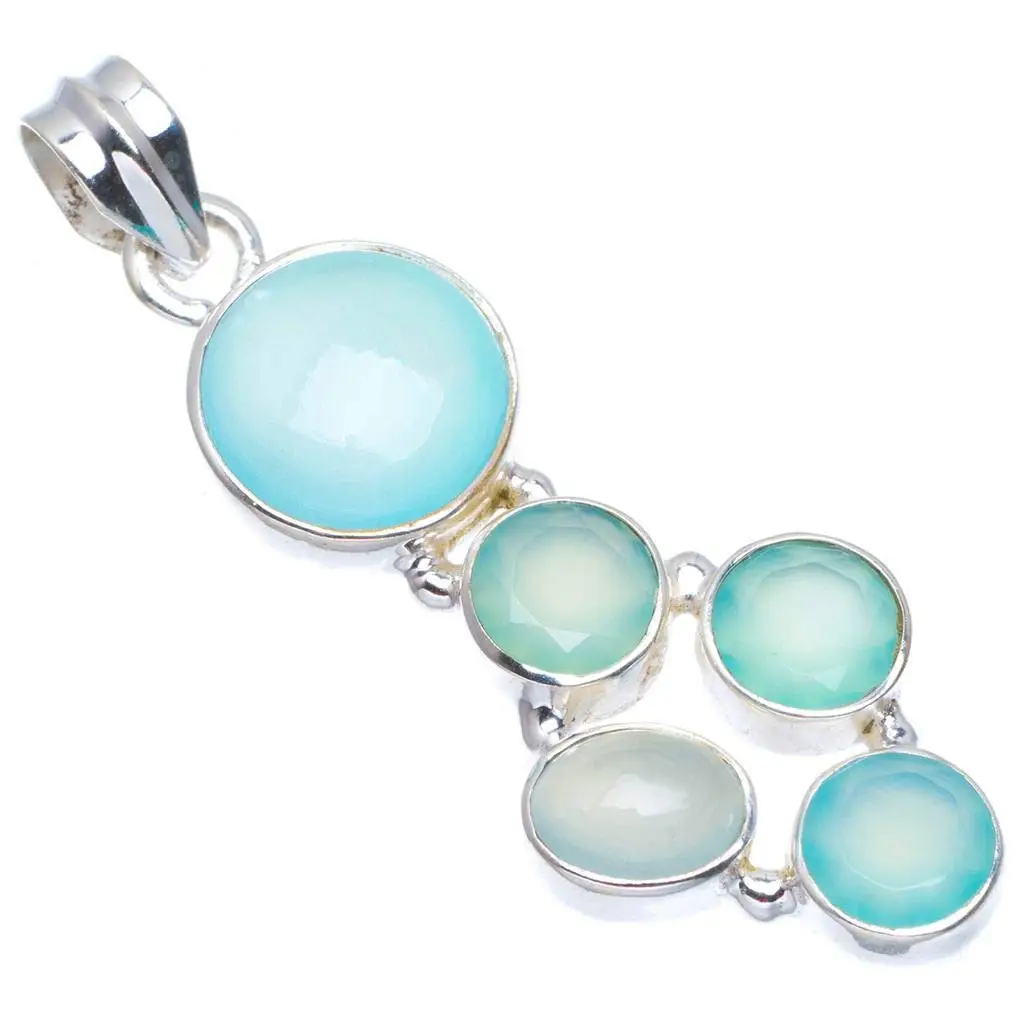 

StarGems® Natural Chalcedony Handmade Unique 925 Sterling Silver Pendant 2" A4882