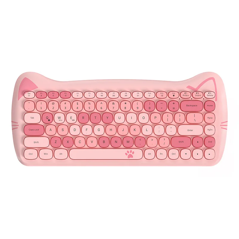 Ajazz 3060i Bluetooth Keyboard 84 Keys Keyboard Portable Wireless Keyboard Round Key Cap Girls Cute Gift For Pc Desktop Office