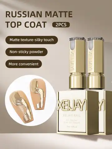 XEIJAYI 2pcs Russian Matte Top Coat Nail Gel Polish,  Non-Sticky Powder Effect & Silky Touch Finish,  Professional Nail Art