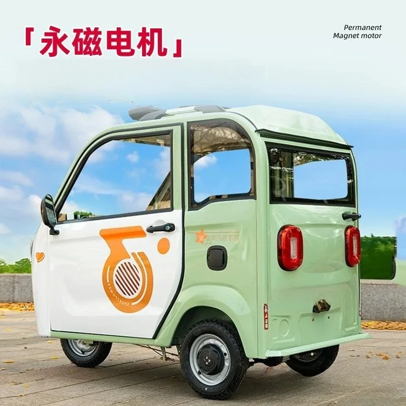 Electric Tricycle Fully Enclosed Small Household Women Pick Up and Drop Off Children Battery Car with Shed for The Elderly 2026