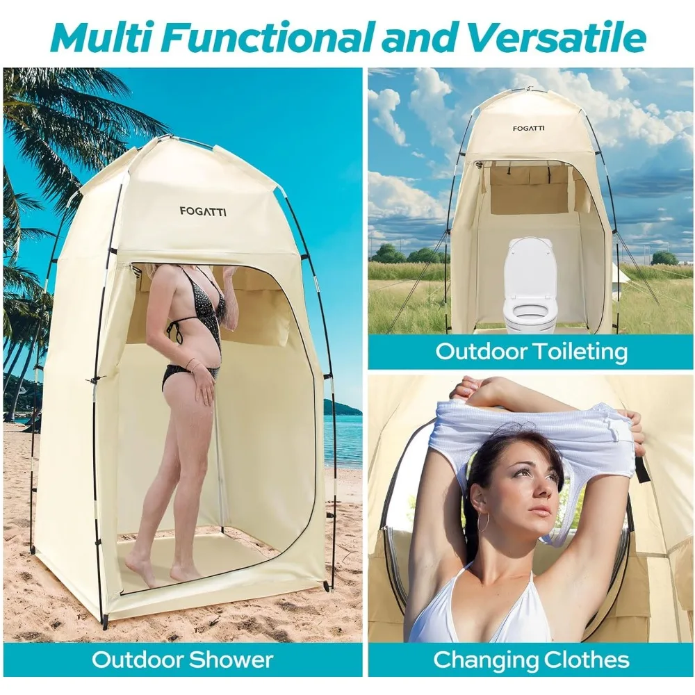 خيمة دش خارجية محمولة مع أرضية، مأوى بطول 6.9 أقدام، 3 جيوب، حقيبة حمل، خصوصية للتخييم #2