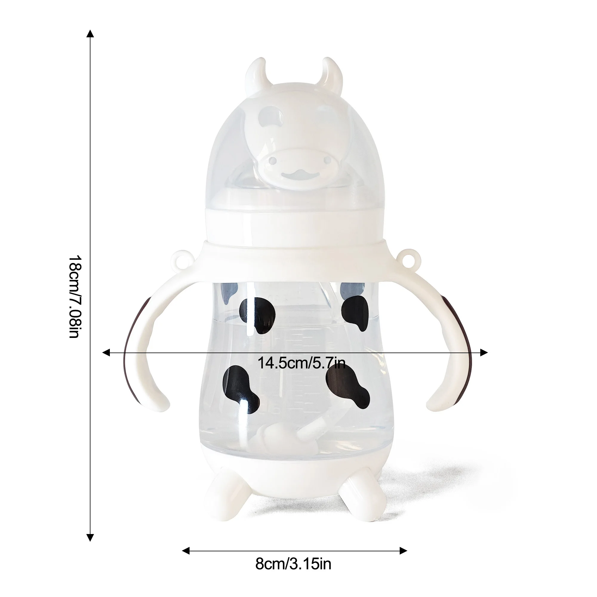 Unique cow shape 270ml large capacity Gravity Ball Straw Bottle, Straw Mug Drop-proof and leak-proof Silicone Straw