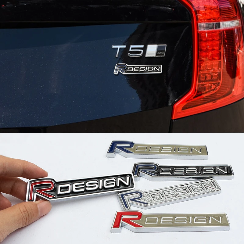 3D Chrome Metal Car R Design Letter Logo Rear Trunk Badge Emblem Sticker For Volvo V40 V60 XC60 XC40 V50 V60 C30 Accessories