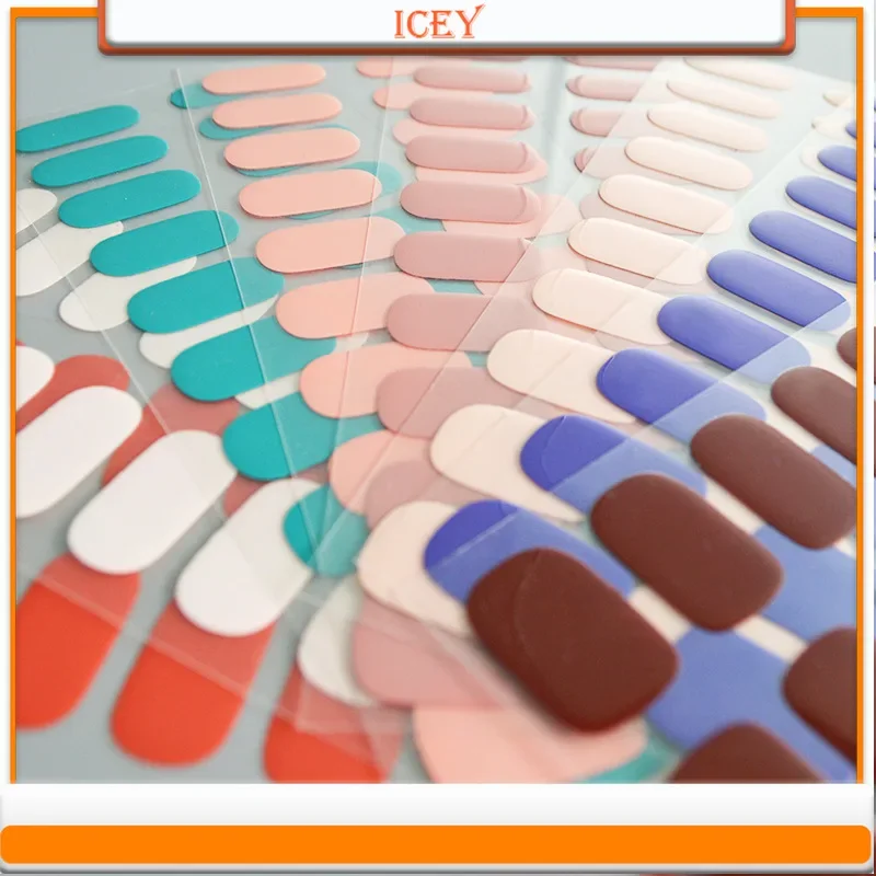 ICEY BEAUTY-Ensemble d'autocollants pour ongles monochromes, anciers complet, sans cuisson, amélioration du gel, 1 lot