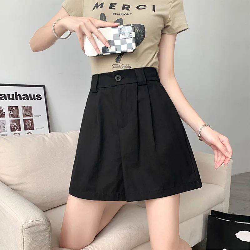 2025 New Wide Leg Shorts for Women Vintage Loose High Waisted Office Lady Suit Shorts Versatile Classic Loose Casual Short Pants
