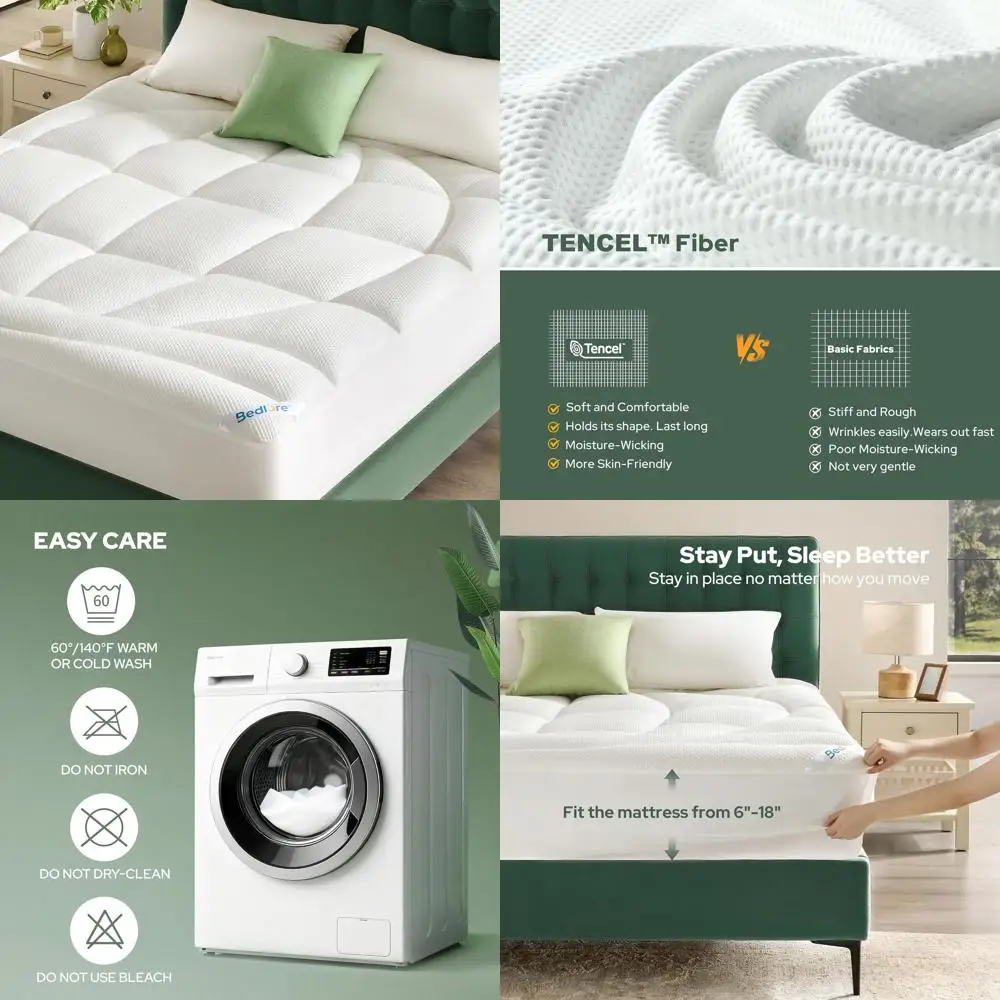 

Толстая подушка для матраса для облегчения боли в спине, дышащий чехол, подходит для матрасов размером 6–18 дюймов (белый)