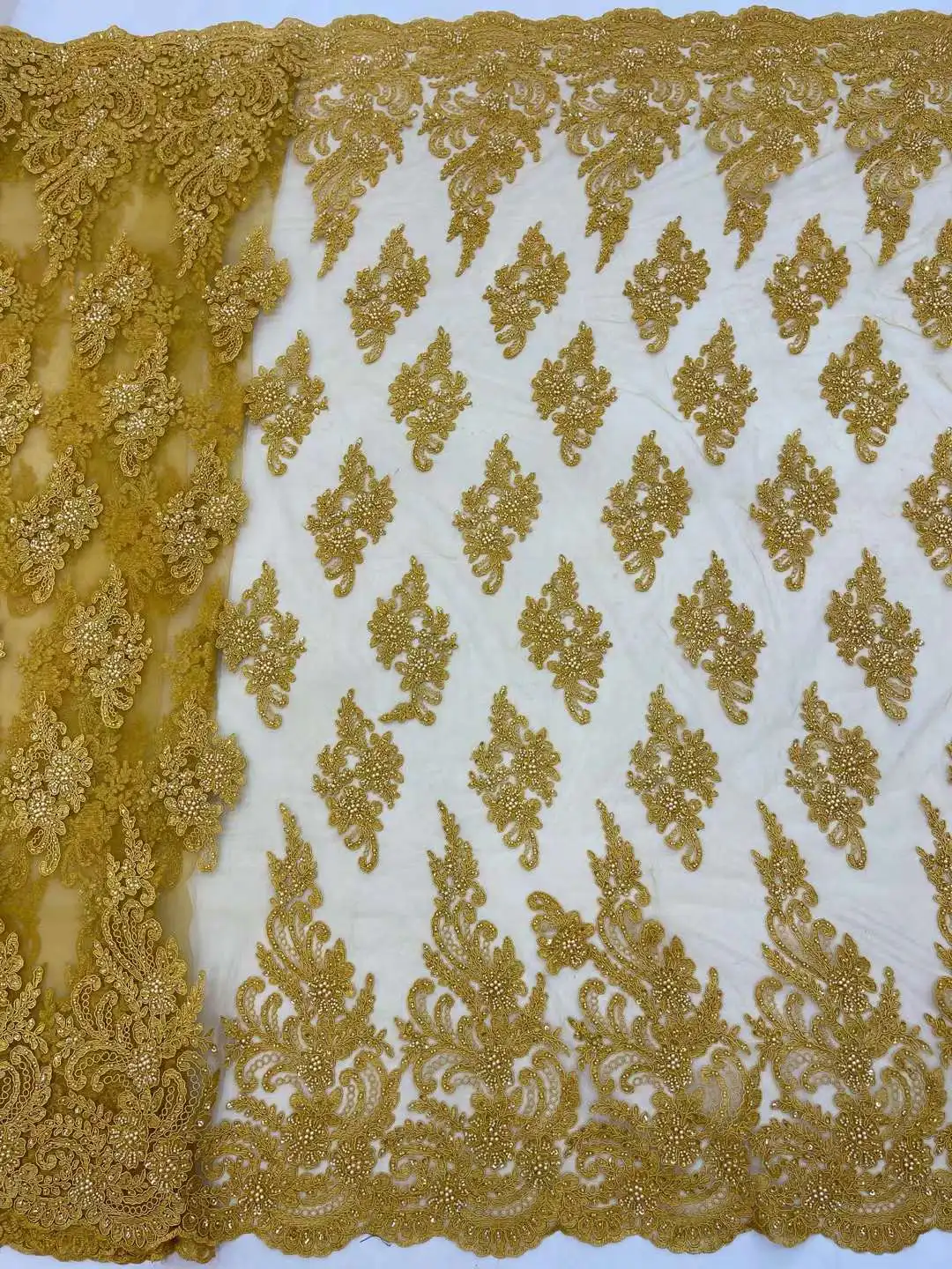 

New Design 2023 Beads Pearls Embroidery French Mesh Yarn Africa Nigerian Fabric Lace For Weddings Party Dresses