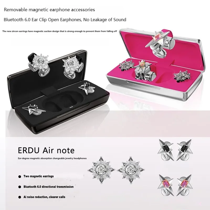 

Ear Clip Bluetooth Earphones Magnetic jewelry Earrings Bluetooth 6.0 Call Noise Reduction Girls WIreless Headphones HIFI Earbuds