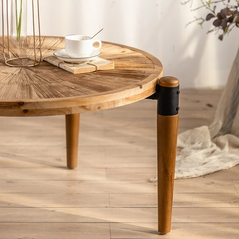 طاولة قهوة جديدة بلون سجل غرفة المعيشة من وابي صامت، طاولة جانبية إبداعية B & B، طاولة منخفضة، شقة صغيرة مستديرة من الصنوبر القديم