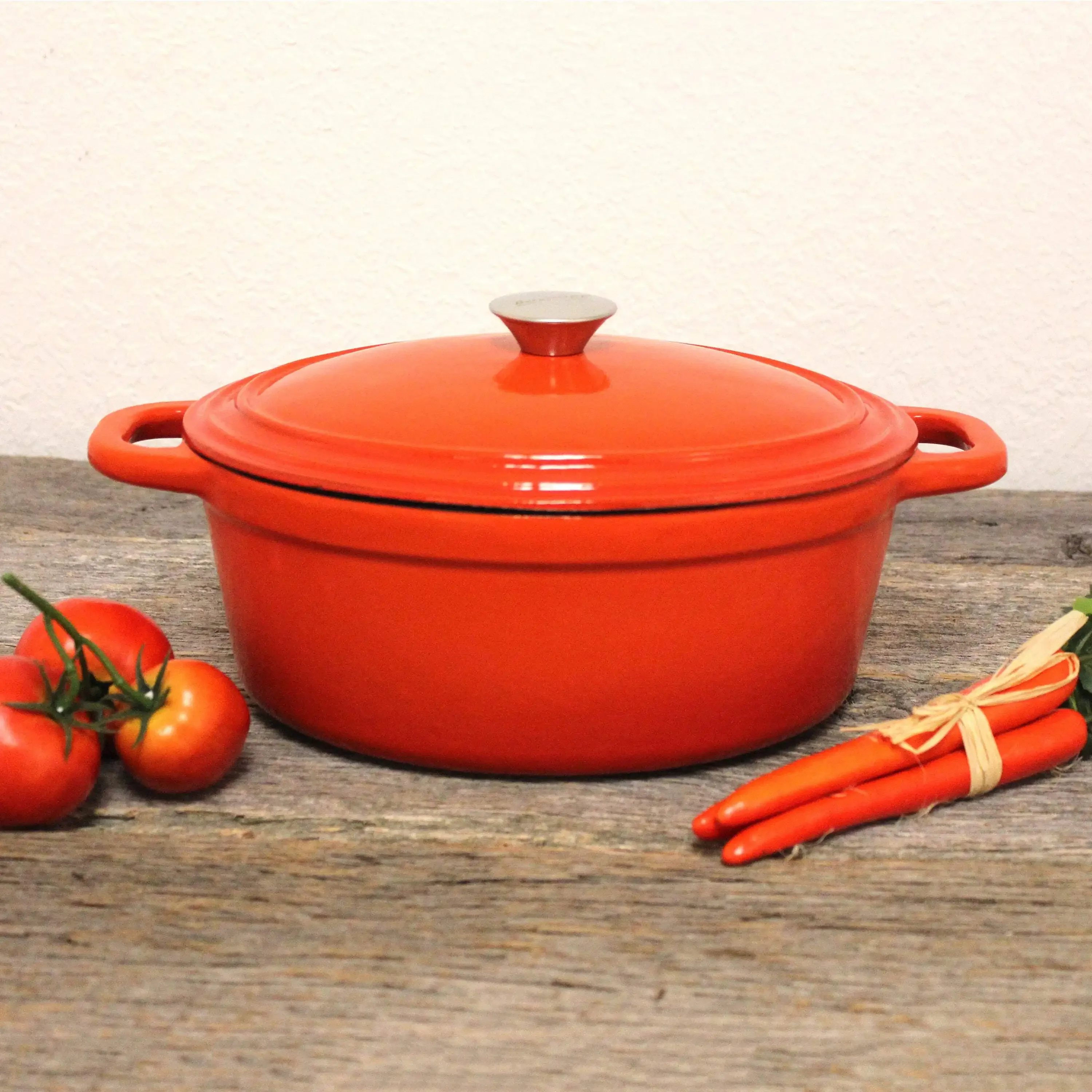 

5qt Cast Iron Oval Cov Casserole, Orange