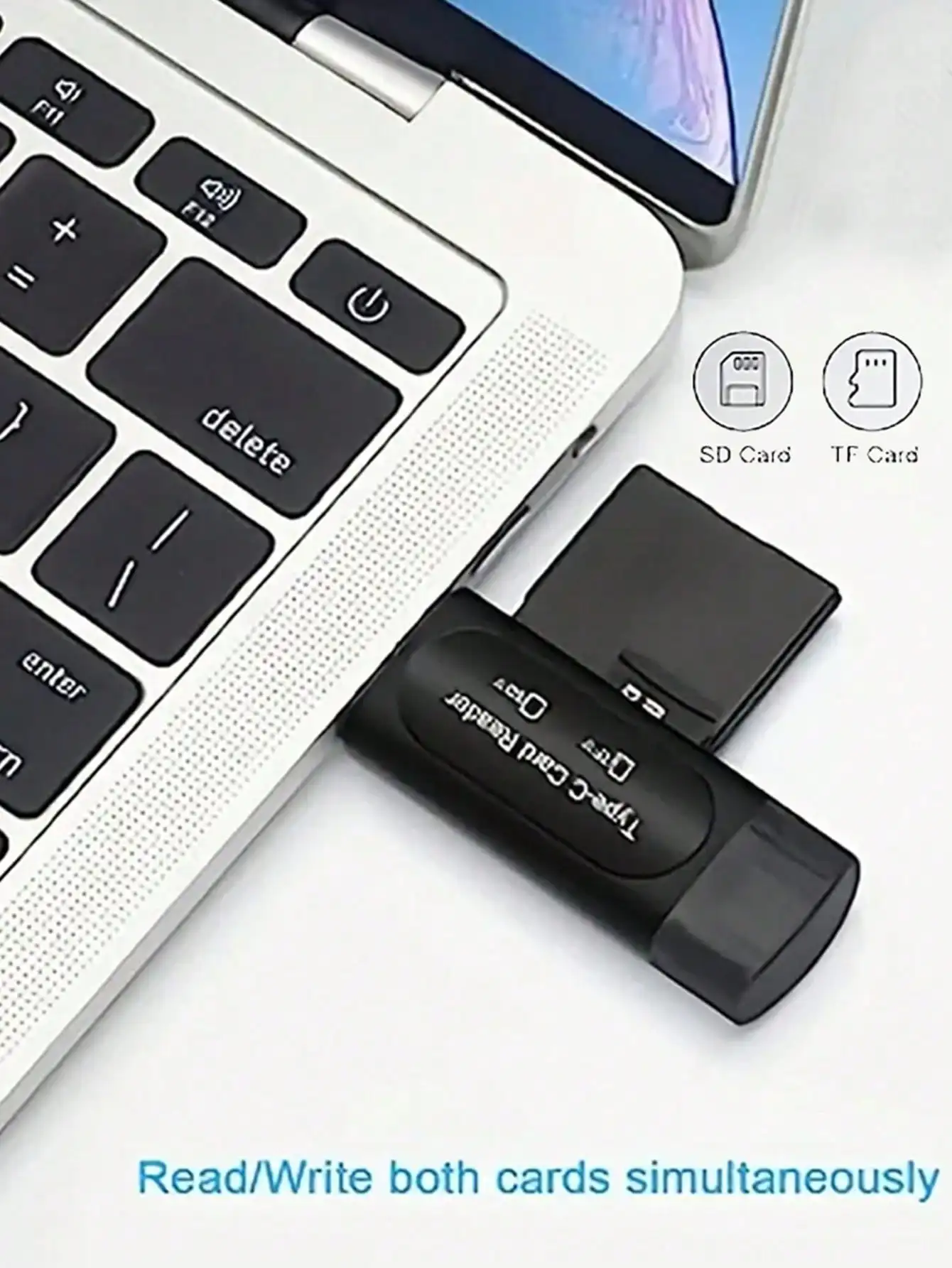 Pembaca Kartu Mini SD USB 4-in-1 dengan Slot Kartu Ganda - Adaptor Tipe C/USB A untuk PC, Galaxy, Tablet & Lainnya - Tidak Perlu Baterai, Me
