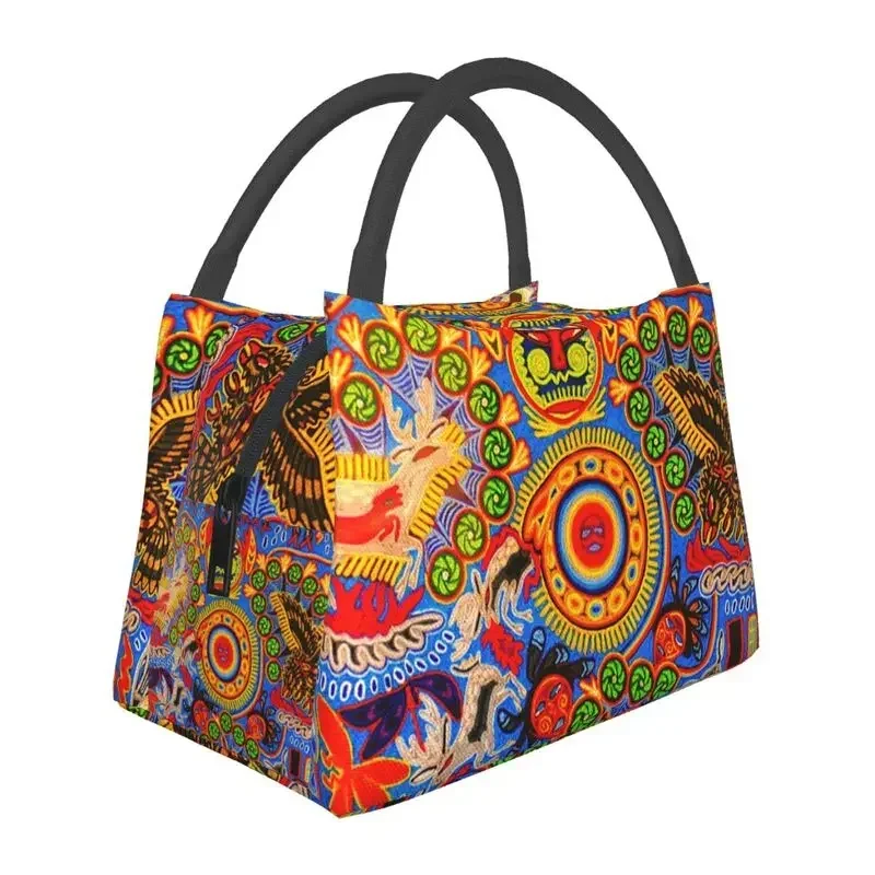 

Mexican Colorful Huichol Portable Lunch Box Women Leakproof Thermal Cooler Food Insulated Lunch Bag Travel Work Pinic Container