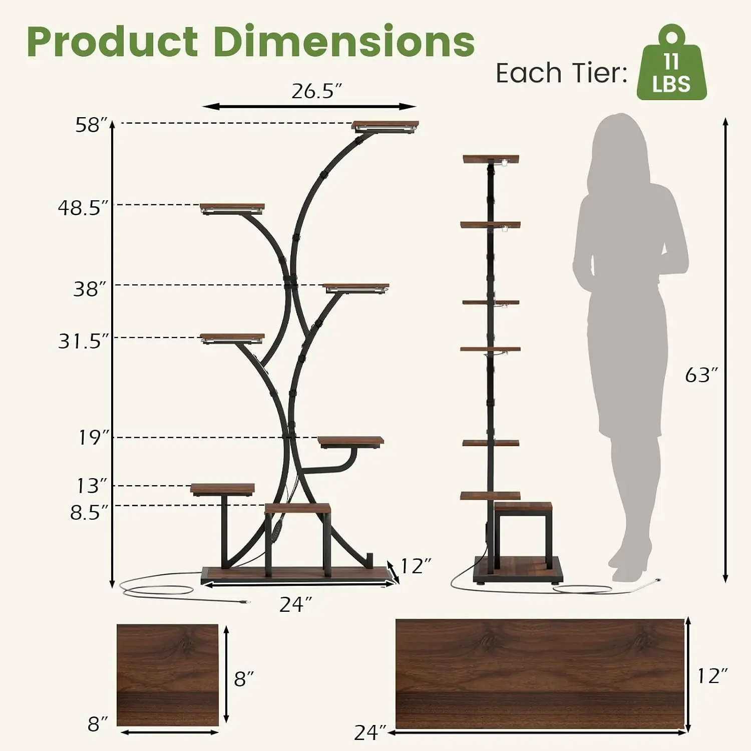 Plant Stand Indoor with Grow Lights, 8-Tier 58