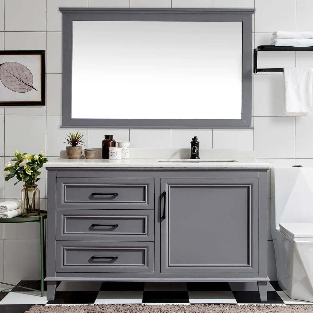 Nordic Style Bathroom Furniture Set With American Oak Cabinet Marble Countertop Including Solid Wood Wash Basin Washbasin Storag