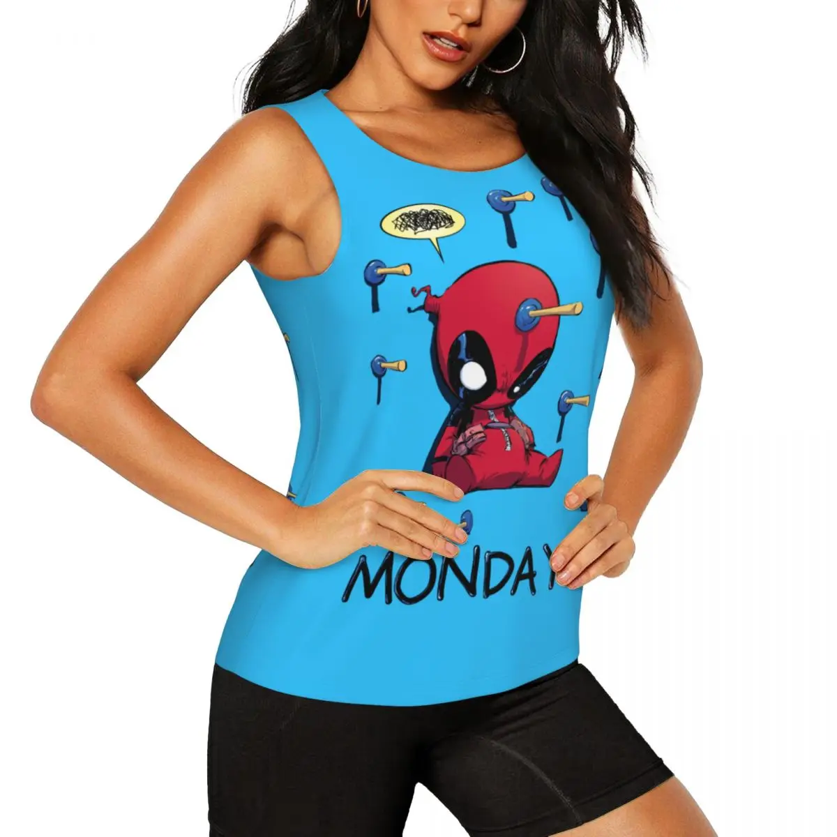 Custom Deadpool I Hate Mondays Yoga Shirts for Women Workout Gym Tank Tops