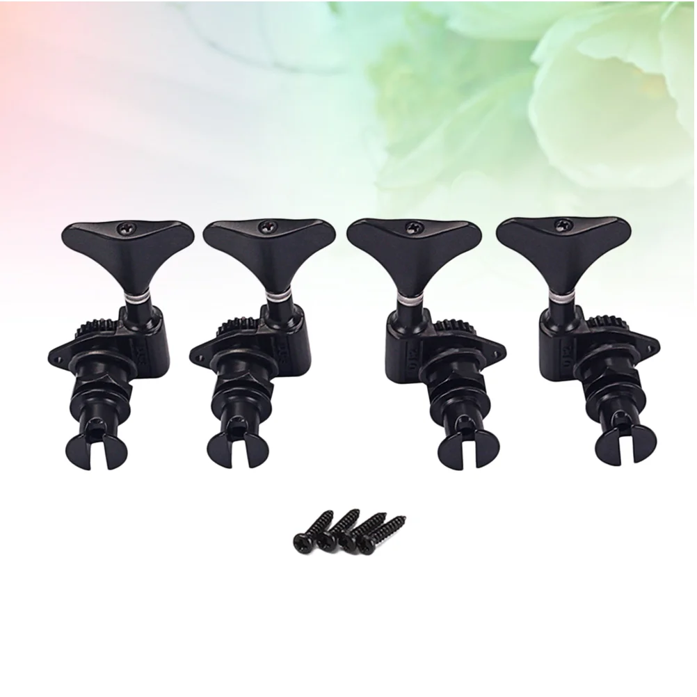 

GC117 2L 2R Enclosed Ukulele Tuning Pegs Tuners Nickel Machine Head Furrules Mounting Screws Keys Set for Bass Ukulele (Black)