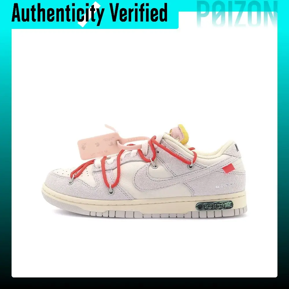OFF WHITE X Nike Dunk Skate Shoes Unisex Low Top Gray/White DJ0950-118