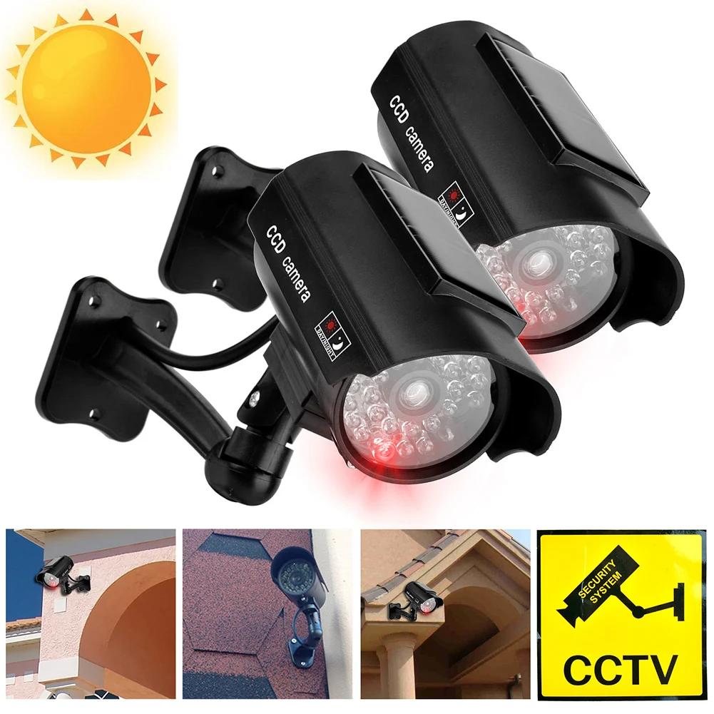 

Fake Dummy Camera with Flashing Red LED Light Outdoor Waterproof Camera Solar Power Dummy Fake Security CCTV Surveillance Camera