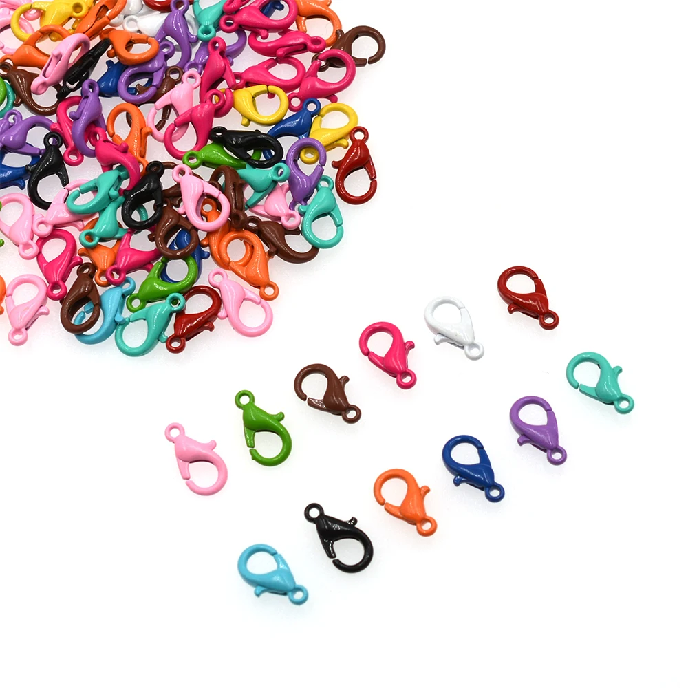 

50pcs/lot Multicolor Lobster Clasp Hooks Gold Silver Plated DIY Jewelry Making Findings for Neckalce Bracelet Supplies 12*6mm