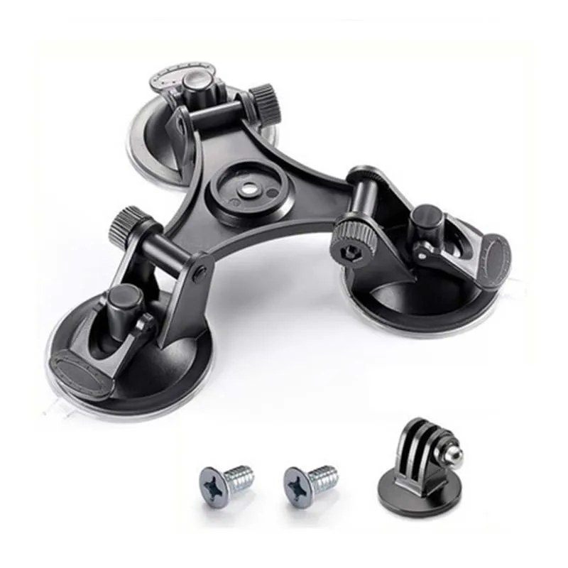 Triangle 7cm Base Suction Cup Bracket Windshield Glass DVR Holder with 1/4 Screw for Gopro Hero3/4/5 Car Dash Gps Sport Camera