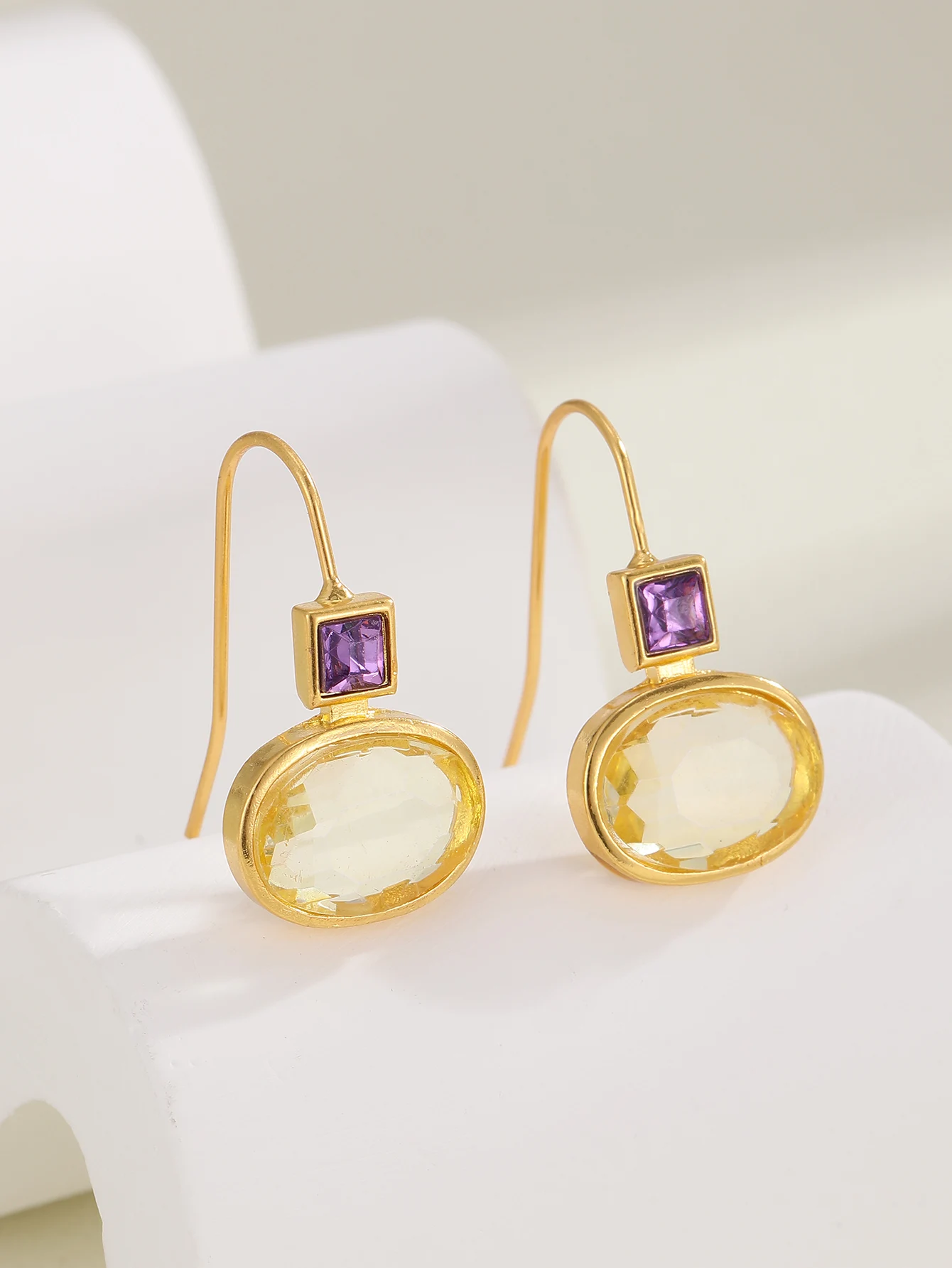 Vintage Gold Color Round Crystal Drop Earrings For Women Jewelry New image 2