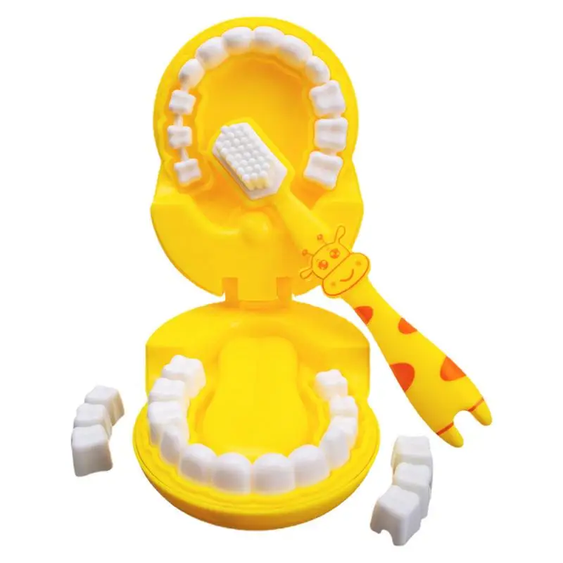 Teeth Brushing Toy For Toddler Giraffe Model Brushing Teaching Teeth Toys Cute Giraffe-shaped Dentist Toy For Child pretend Play