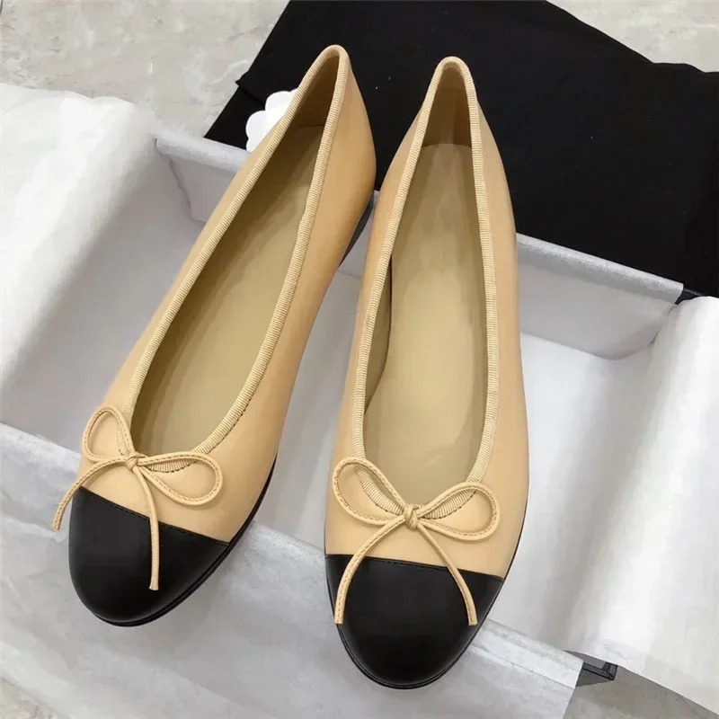 2024 Spring New Round Head Bow Flat Bottom Ballet Single Shoe Shallow Mouth Women\'s Shoe