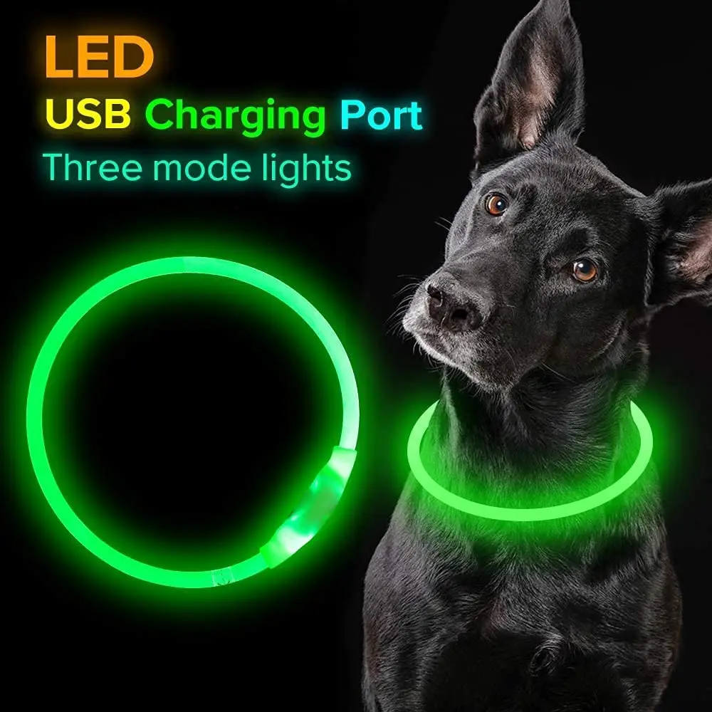 Led Light Dog Collar Croppable Glowing USB Charging Luminous Leash for Big Cat Collar Small Bright Labrador Pets Dogs Products