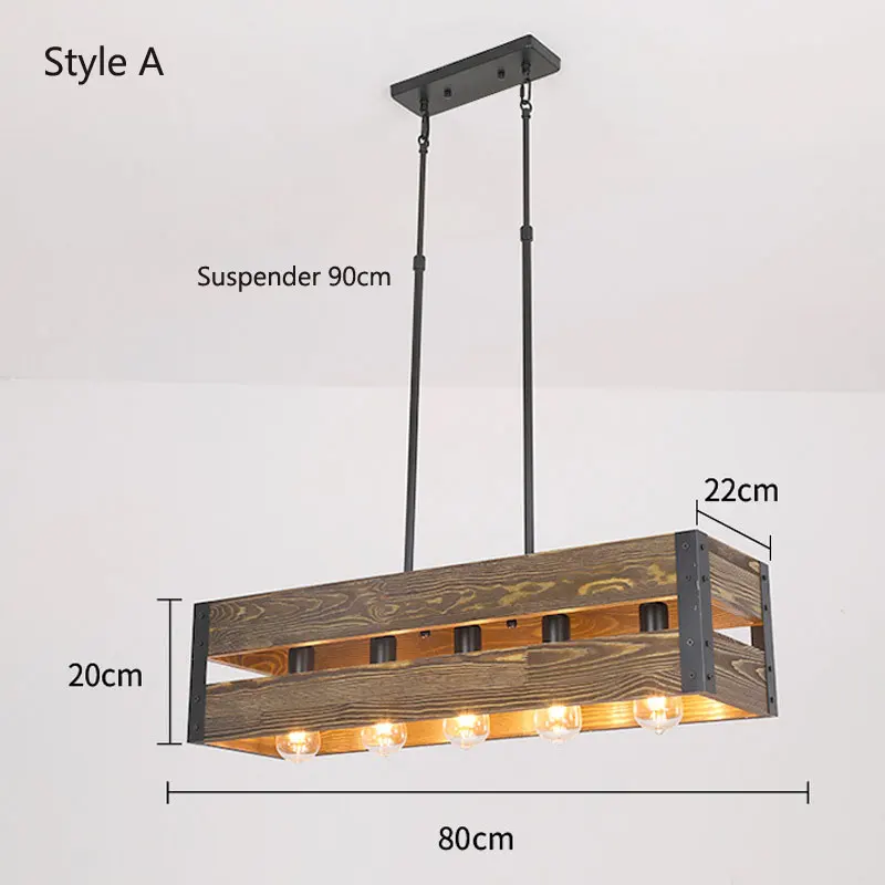Vintage Loft Industrial Chandeliers American Restaurants Bars Coffee Shops  Creative And Personalized Design Wooden Pendent Lamp