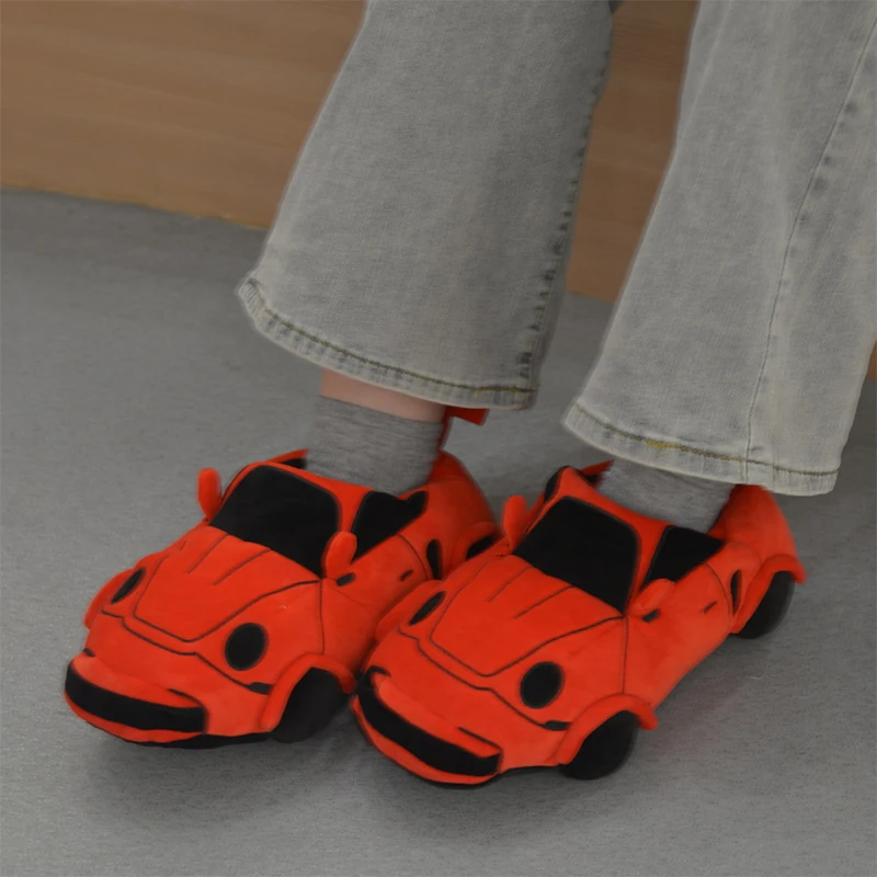 Racing Slippers Simulation Racing Car Plush Home Couple Floor Indoor Plush Slippers Toys Famous Car Logo HOT SALE 2025 Wholesale