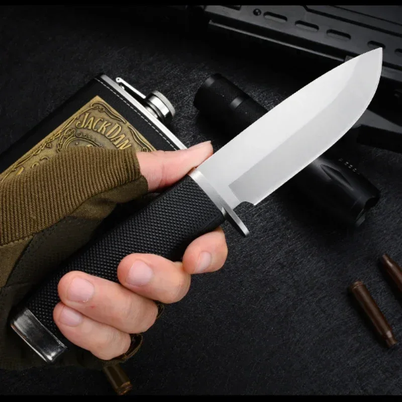 New 1 piece of high hardness outdoor straight knife, portable EDC camping knife sheath pocket knife,  tool knife