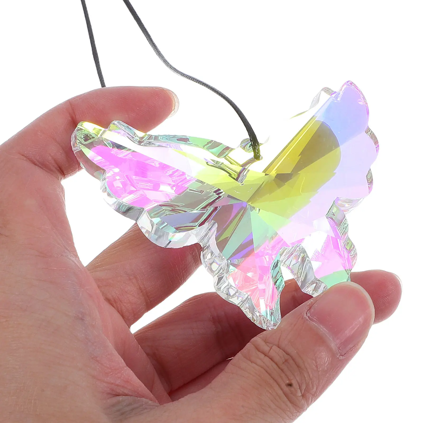Butterfly Crystal Suncatcher Hanging Ornament for Window Garden Patio – Colorful Glass Decorative Pendant