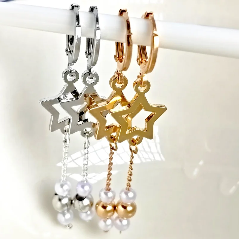 Stylish and Elegant Copper Micro-set Fringe Star Earrings for Women