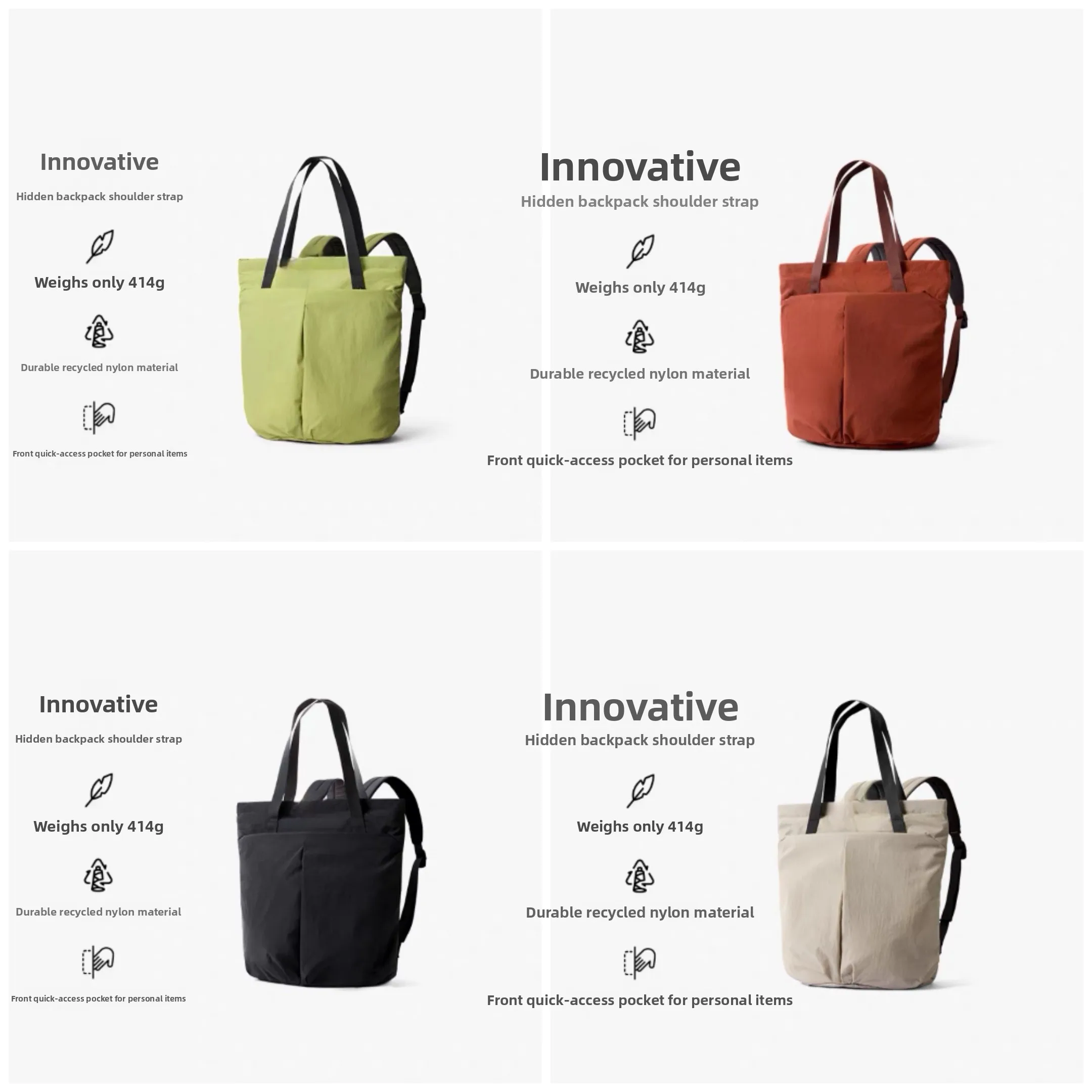 Lightweight Waterproof Australian LiteTotepack Commuter Tote Bag Large Capacity Shoulder Bag Handbag School Bag Nylon Fabric