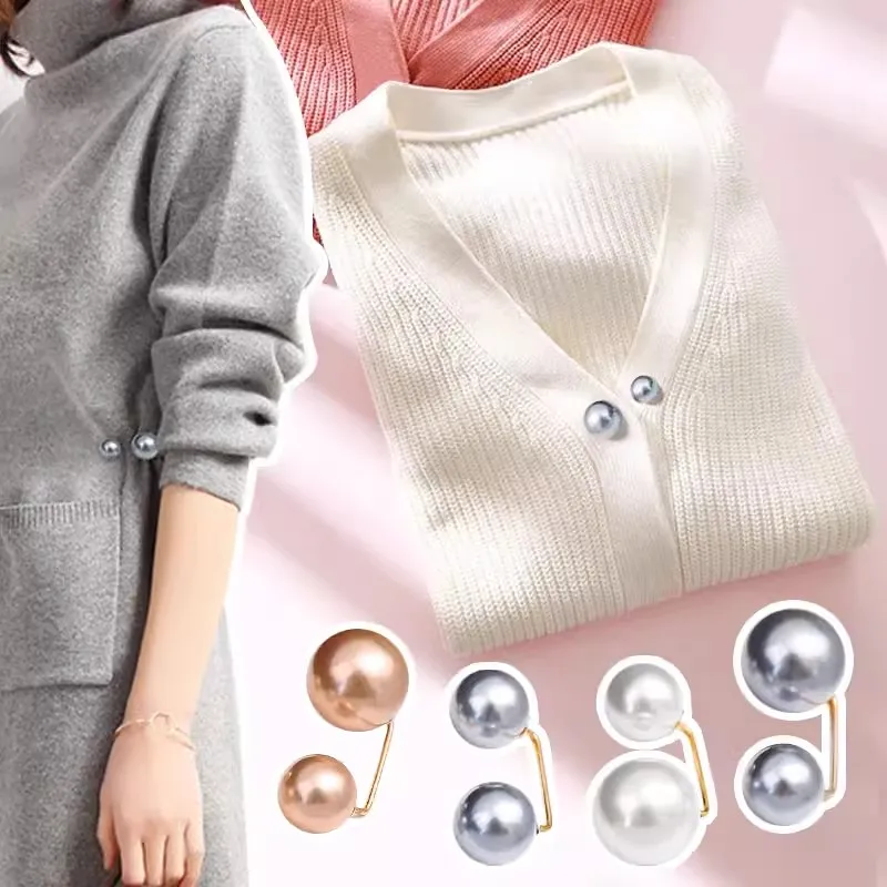 3/6Pcs Double Pearl Brooch Pins Anti-fade Exquisite Elegant Brooches for Women Sweater Cardigan Clip Coat Summer Dress Jewelry