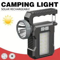 Portable Powerful USB Rechargeable Flashlight Solar LED Light With COB Work Light 4 Gear Charge Mobile Phone Camping Lamp