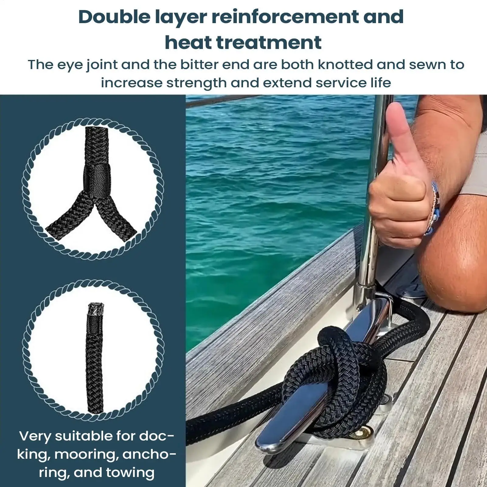 

Лодные линии для стыковки Сверхмощный шнур 5/8 дюйма X 15 футов Док-кабели для лодок Для швартовки Крепление Парусный спорт Яхты Морской