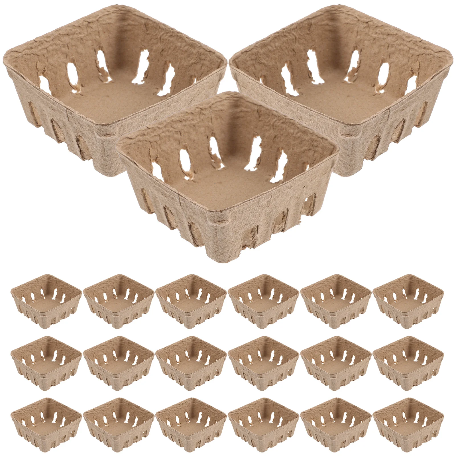 50 Pcs Paper Berry Basket Containers for Fridge Produce Kitchen Essentials Food Tray Fruit Pulp Storage