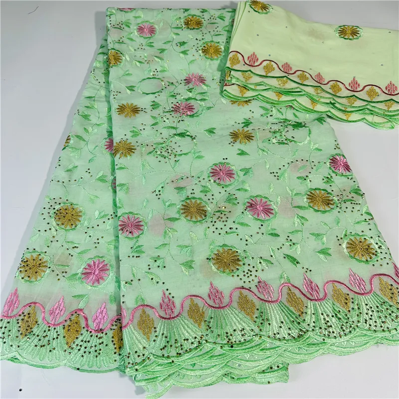 

5+2 yard with scarf heavy beaded embroidery African 100% cotton fabric Swiss voile lace popular Dubai style 30L31202