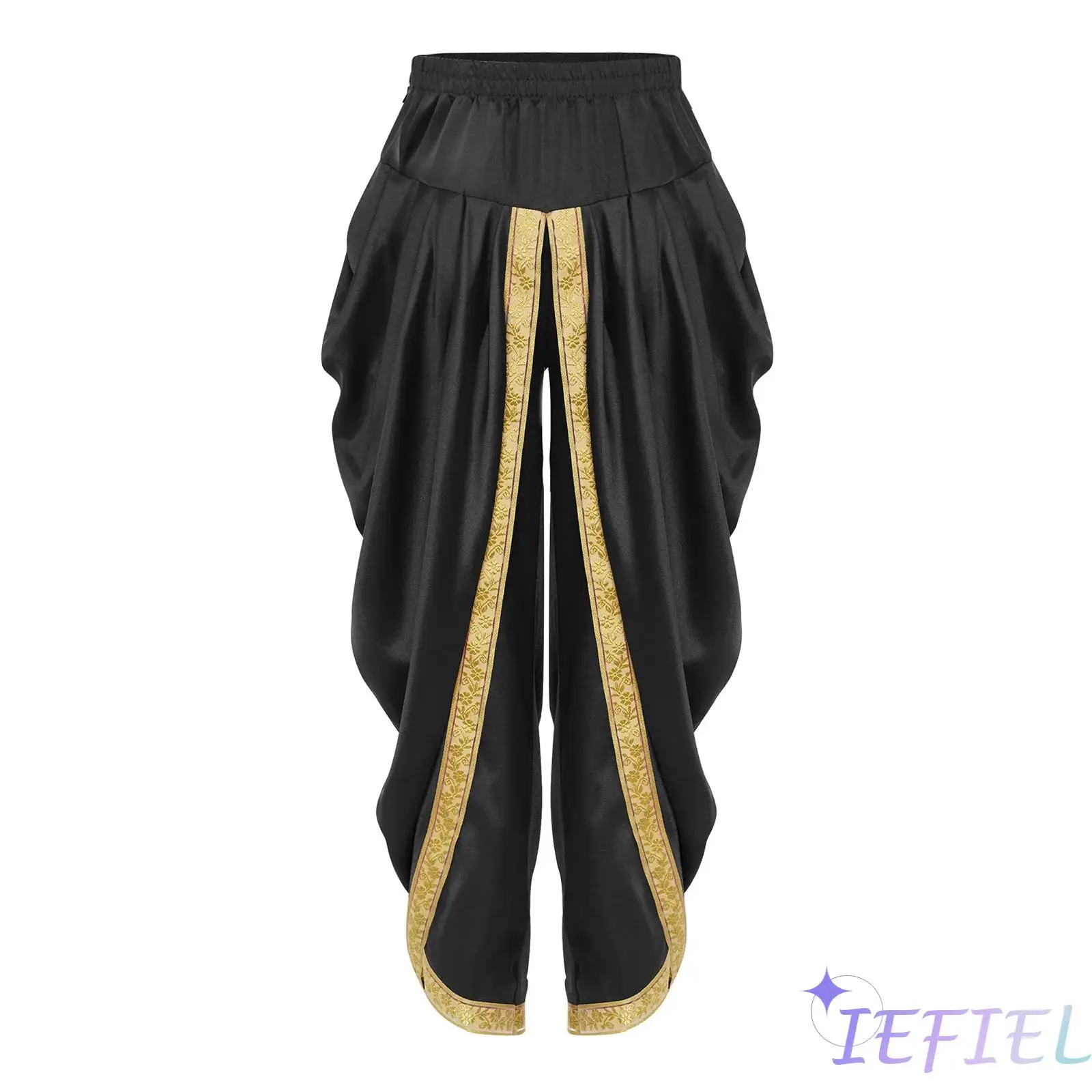 

Satin Dhoti Trousers for Boys Elastic Waist Draped Design Baggy Pants for Kids Theme Party Fancy Dress Halloween Costume