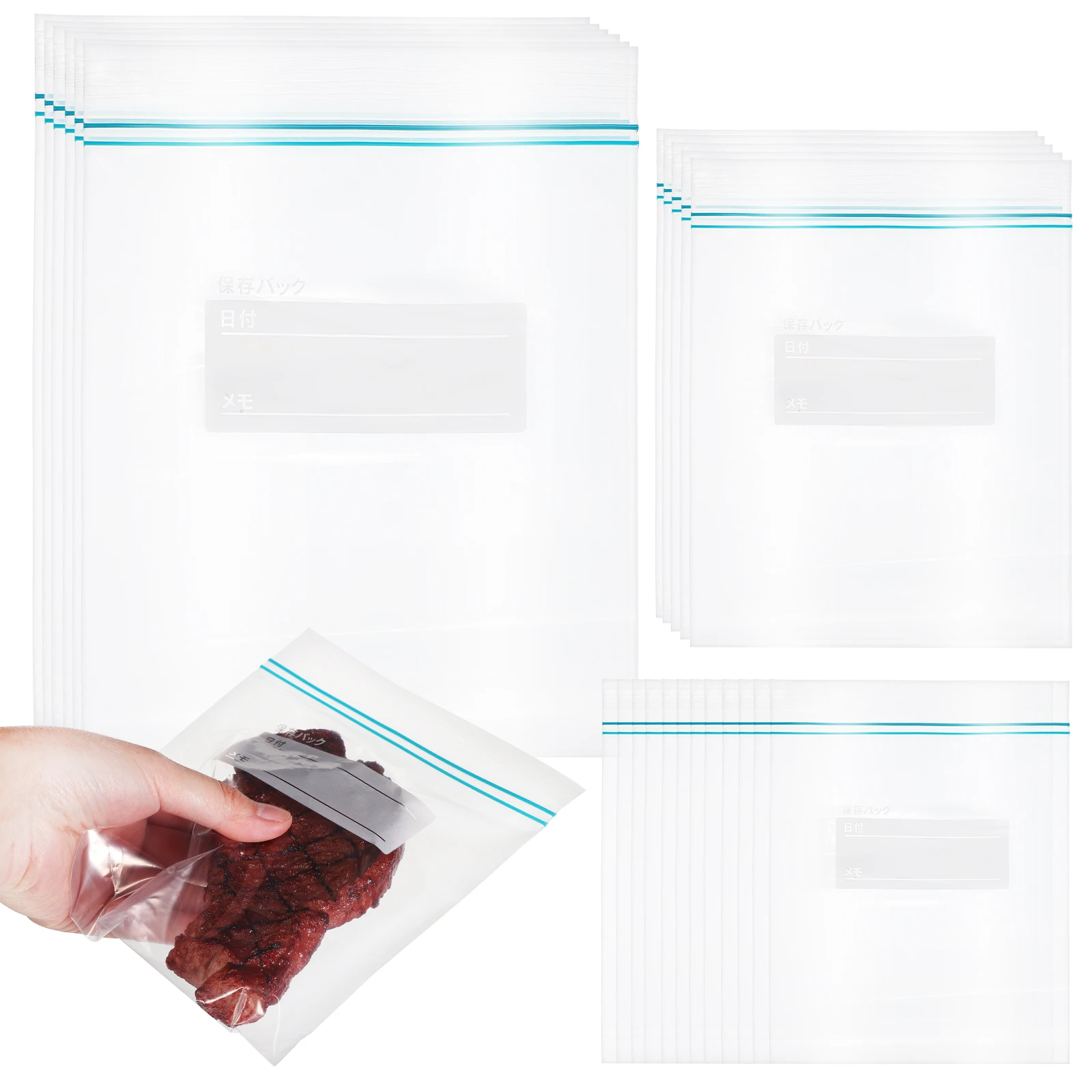 

3 Boxes Seal Bags Small Medium Large Clear Food Grade Reusable Freezer Storage Kitchen Food Sealer Bags Containers